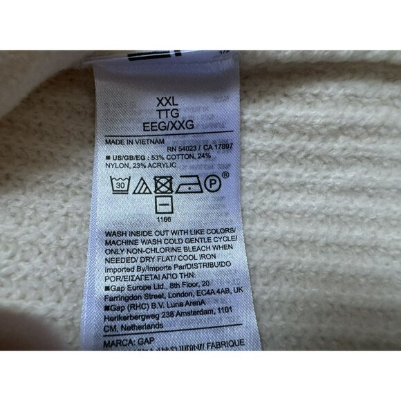 GAP Ultra Soft Oversized Crew Neck Shaker-Stitch Relaxed Sweater XXL Cream NEW - Picture 8 of 8